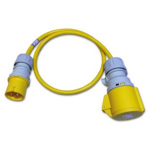 Marten® 110V 16a Plug to 32a Coupler 1 Meter Lead 4mm Yellow Cable