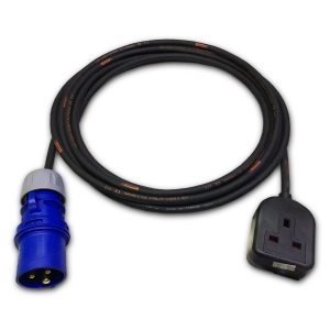 Marten® PCE Blue 230v 16a Plug to 1 Gang UK Socket 1.5mm HO7RN-F Rubber Extension Lead