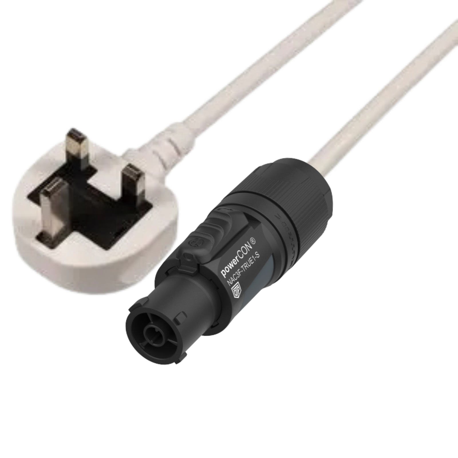 13A Plug to Neutrik NAC3F-TRUE1-S – Locking Power Cable - 3m, 5m or 10m - Image 2